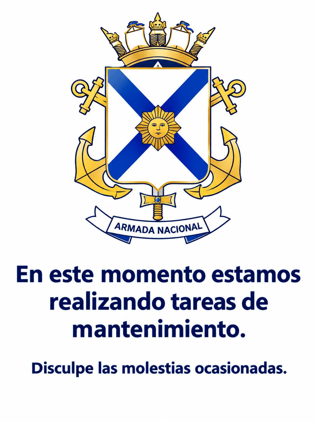 Escudo de la Armada Nacional. En este momento estamos realizando tareas de mantenimiento. Disculpe las molestias ocasionadas.